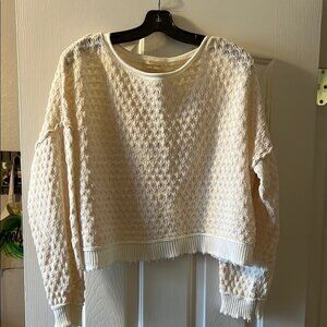 Urban Outfitters EUC Oversized Cropped Cream and White Sweater size S